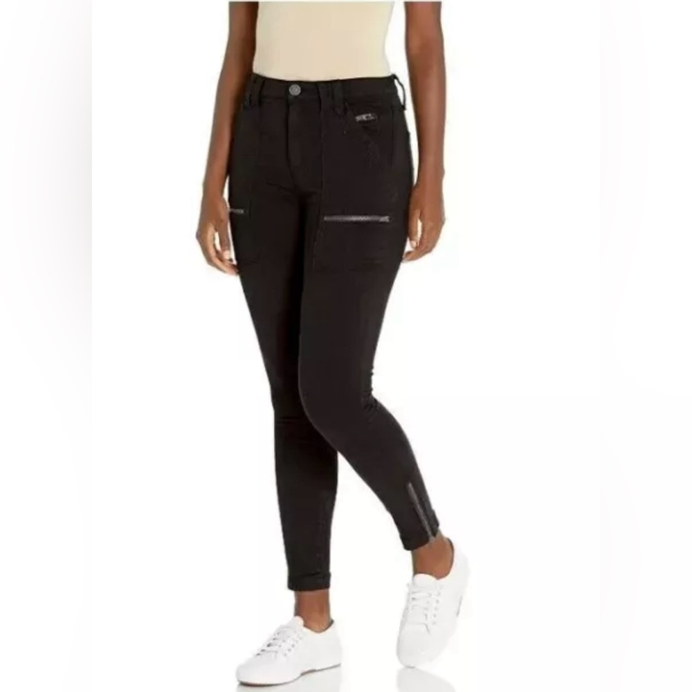 Joie Women's Park Skinny Zipper Pants Women’s Black Coated Denim Size 26
